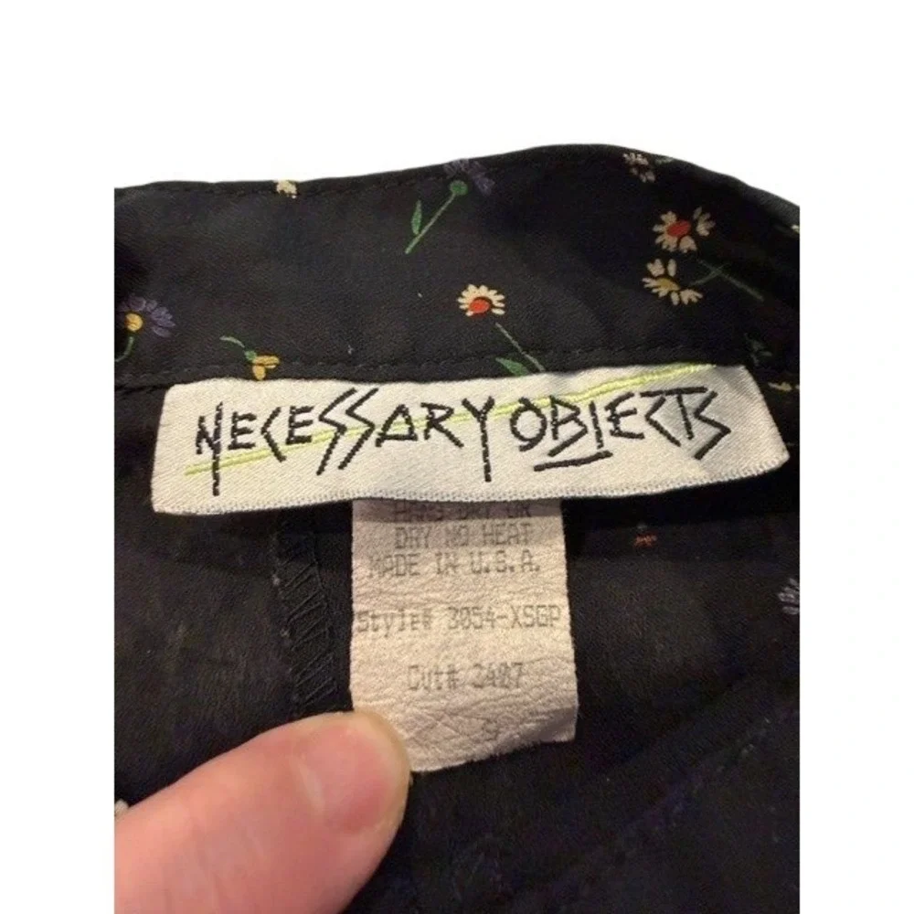 Necessary Objects Vintage 90s Black Floral Mini Skirt High Waist Flared XS EUC